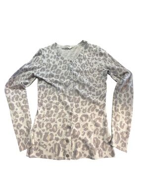 Gap gray leopard print cardigan sweater